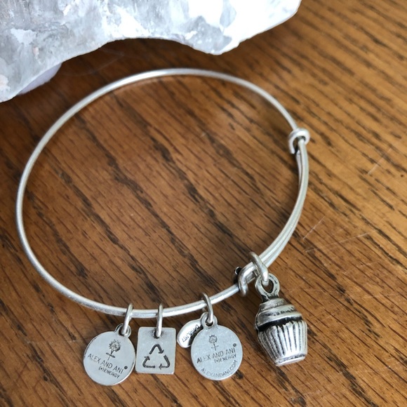 Alex and Ani Silver Cupcake Charm Bangle Bracelet - Picture 7 of 8